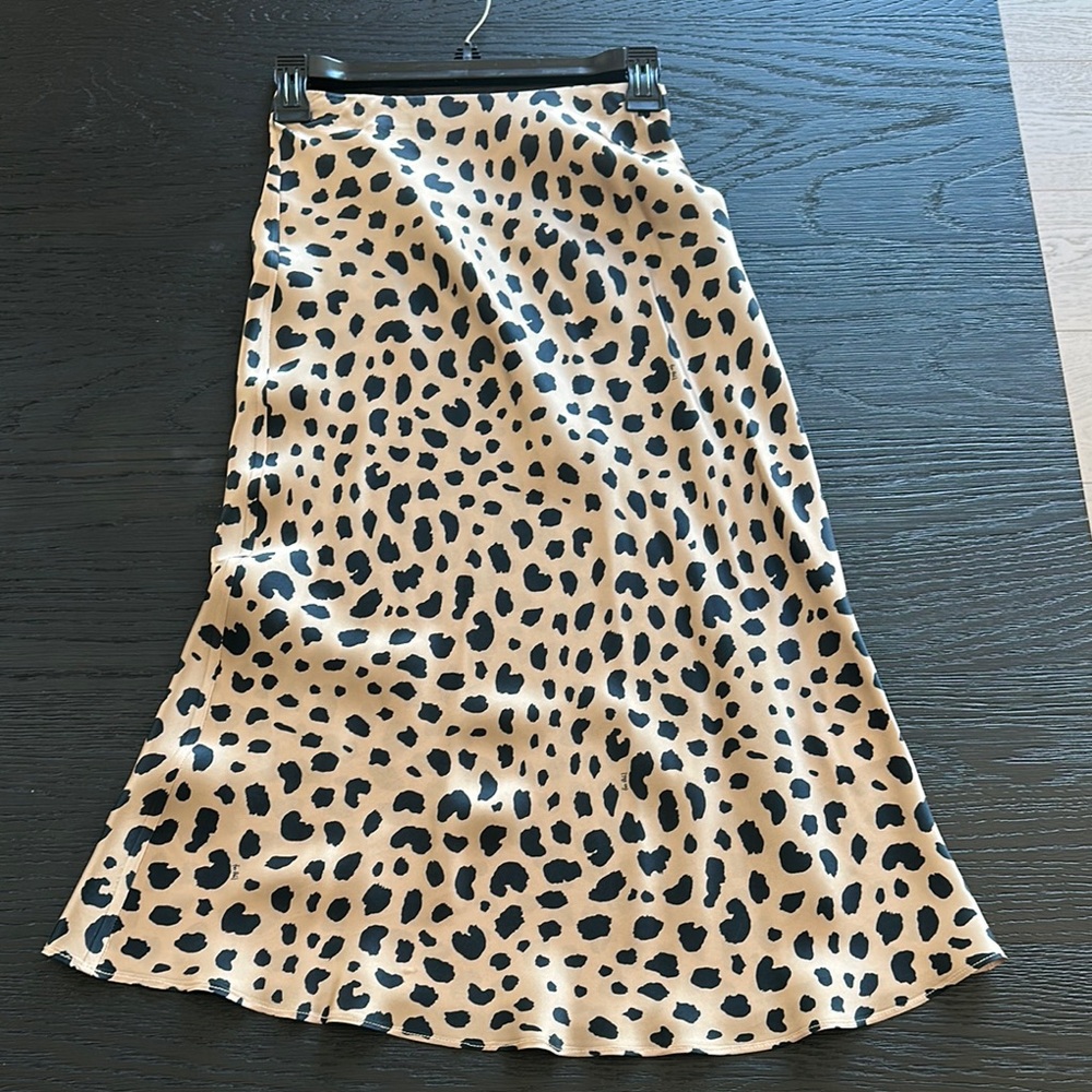 Realisation Par Brown Tan A-Line Midi Skirt